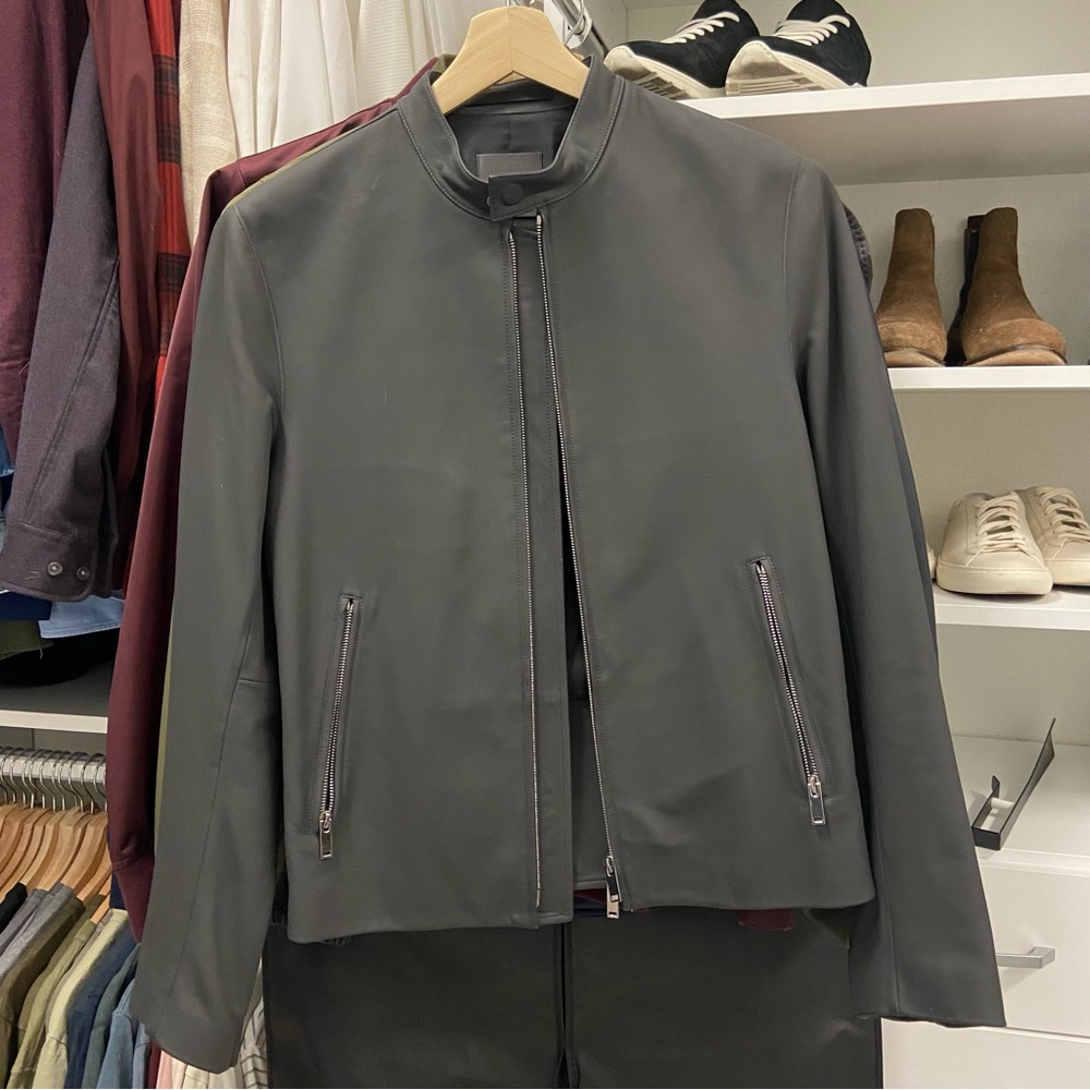 Theory Slim Fit Matte Leather Moto Jacket